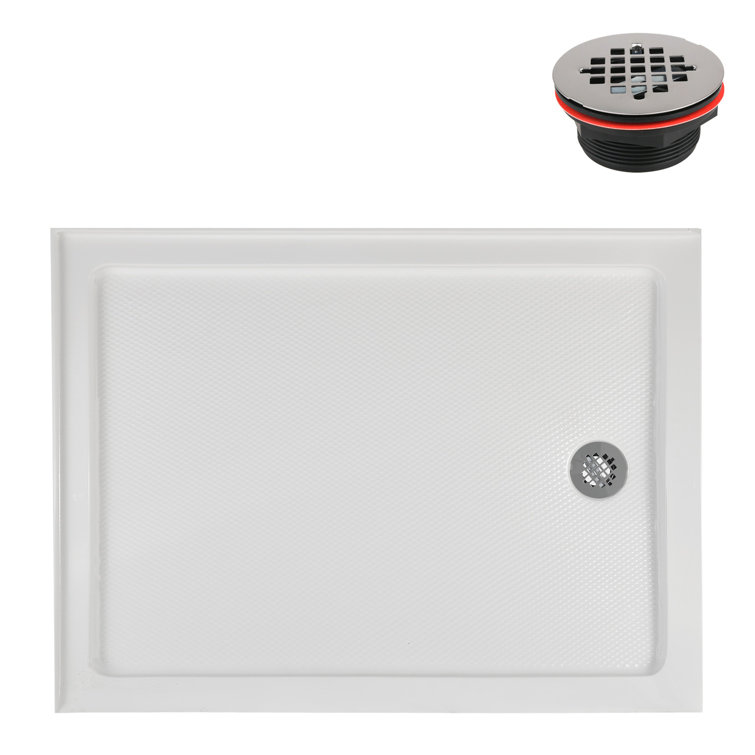 48'' Glossy White Rectangular Acrylic Shower Base with ABS Drain