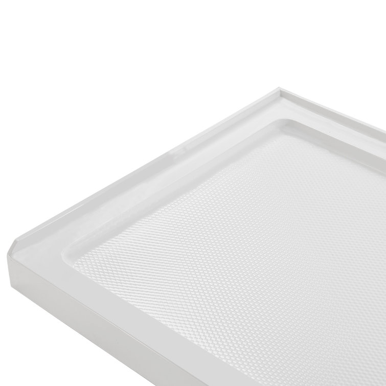 60'' Glossy White Rectangular Acrylic Shower Base with Right Hand Drain