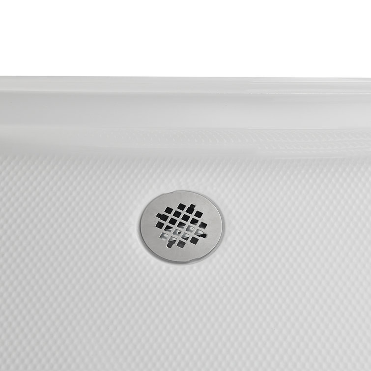 36'' Glossy White Acrylic Square Shower Base with Round Drain