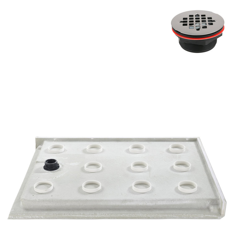 Glossy White Rectangular Acrylic Shower Base with Drain