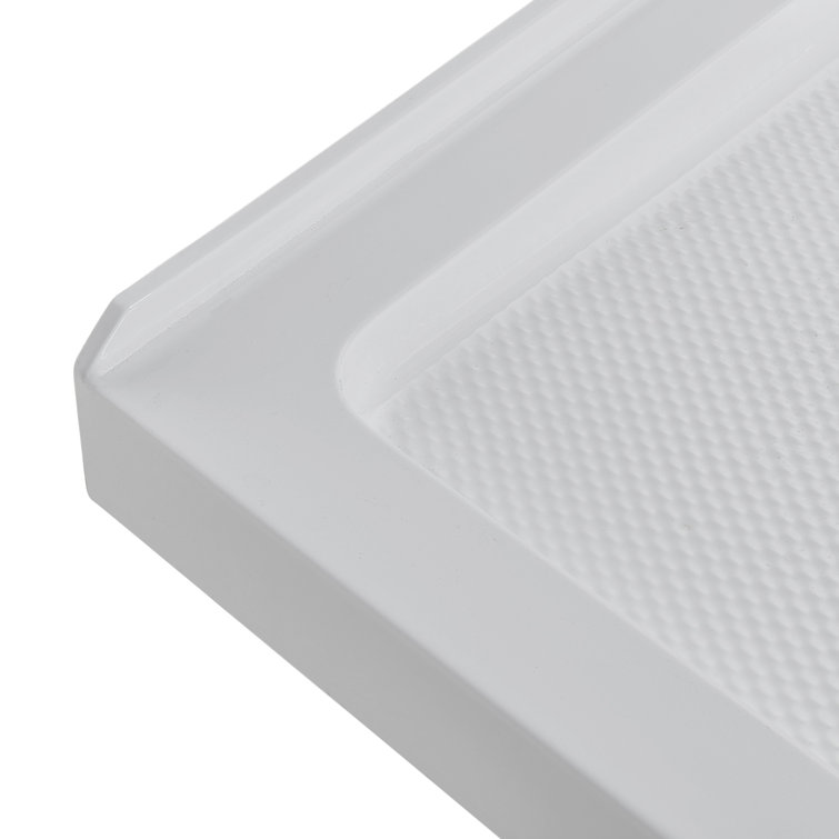 Glossy White Rectangular Acrylic Shower Base with Drain