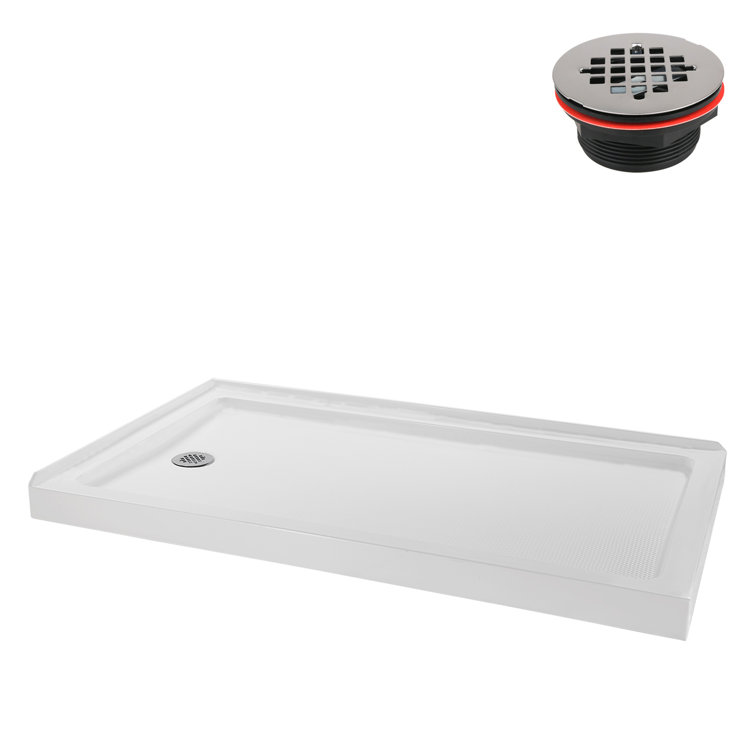 60'' White Acrylic Rectangular Corner Shower Base with Left Drain