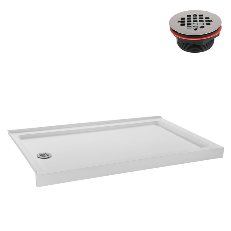 60'' White Acrylic Rectangular Corner Shower Base with Left Drain