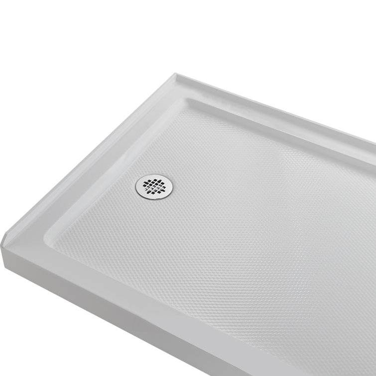 60'' White Acrylic Rectangular Corner Shower Base with Left Drain