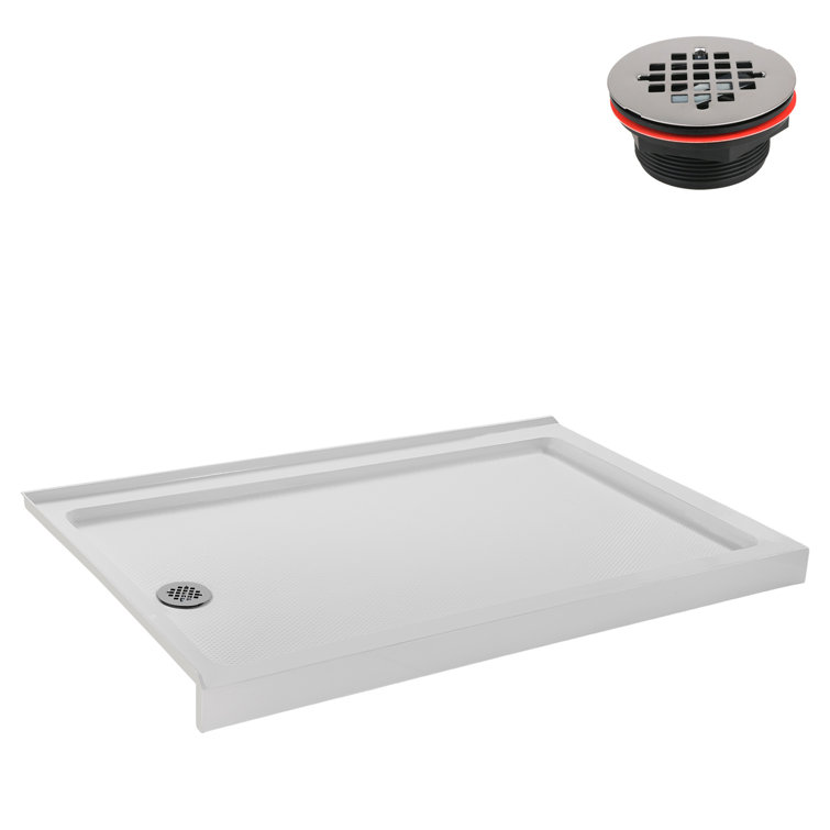 60'' White Acrylic Rectangular Corner Shower Base with Left Drain