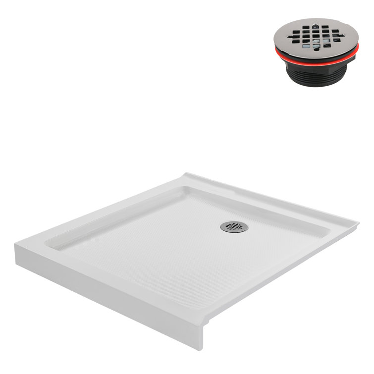 36'' Square Glossy White Acrylic Shower Base with ABS Drain
