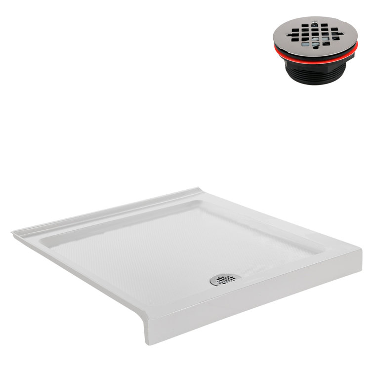 Streamline 36" White Acrylic Corner Shower Base with ABS Drain