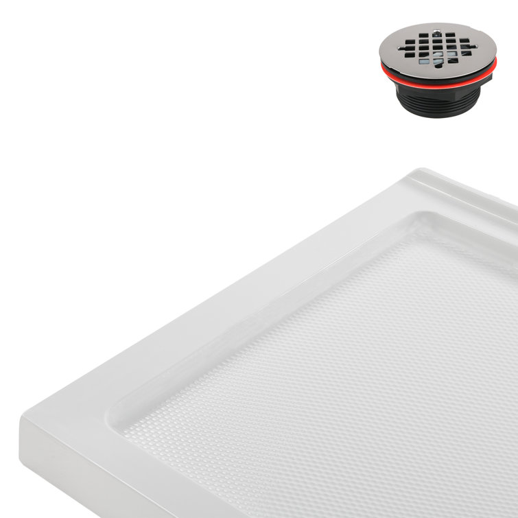 Glossy White 36'' Square Acrylic Corner Shower Base with Drain