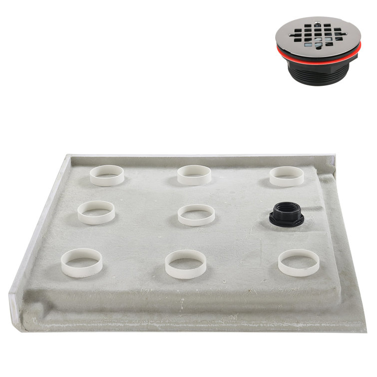 Glossy White 36'' Square Acrylic Corner Shower Base with Drain