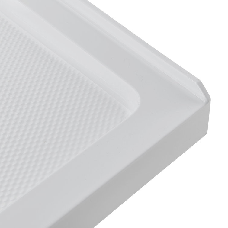 Glossy White Rectangular Acrylic Shower Base with Round Drain