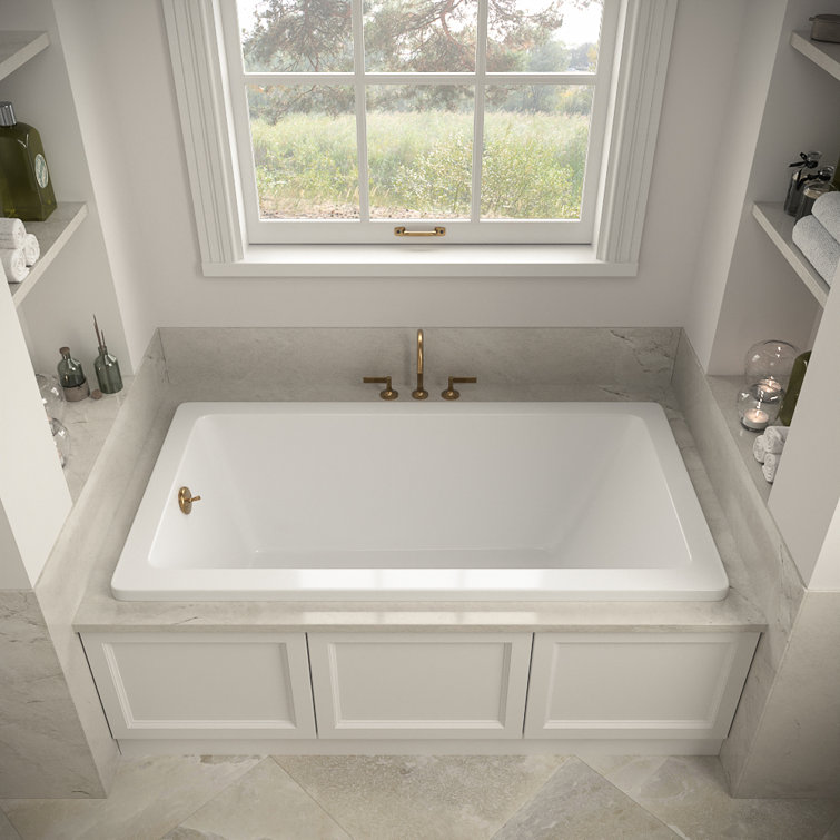 60" x 32" Acrylic Soaking Drop-In Bathtub, Drain Included