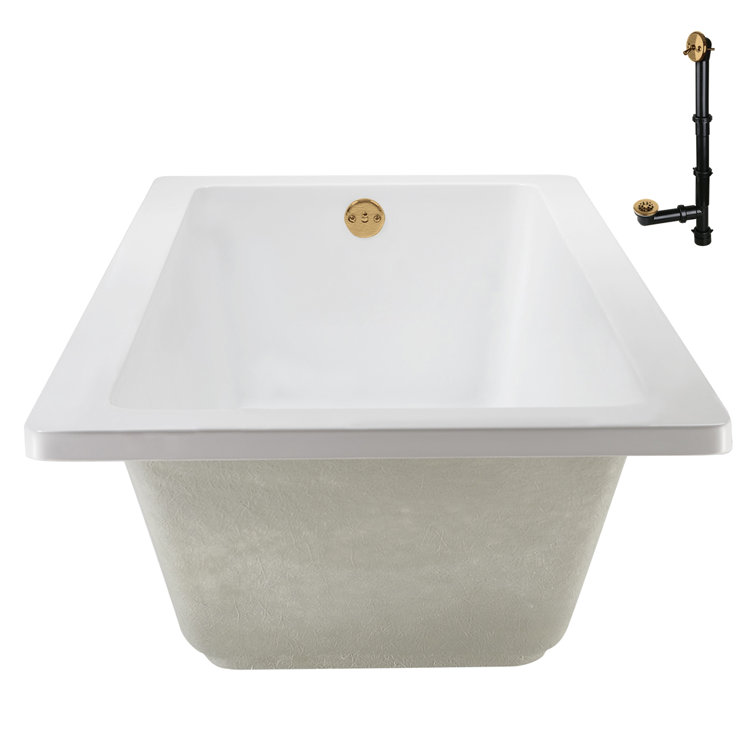 60" x 32" Acrylic Soaking Drop-In Bathtub, Drain Included