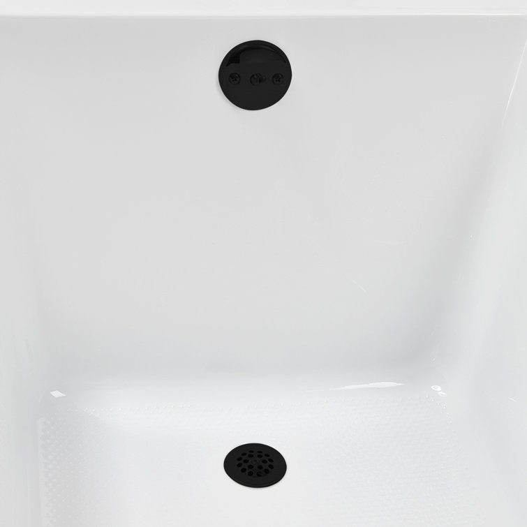 66" x 34" Glossy White Acrylic Soaking Drop-In Bathtub with Matte Black Trim