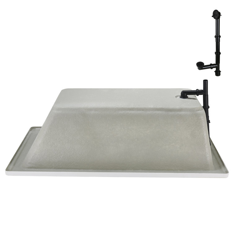 66" x 34" Glossy White Acrylic Soaking Drop-In Bathtub with Matte Black Trim