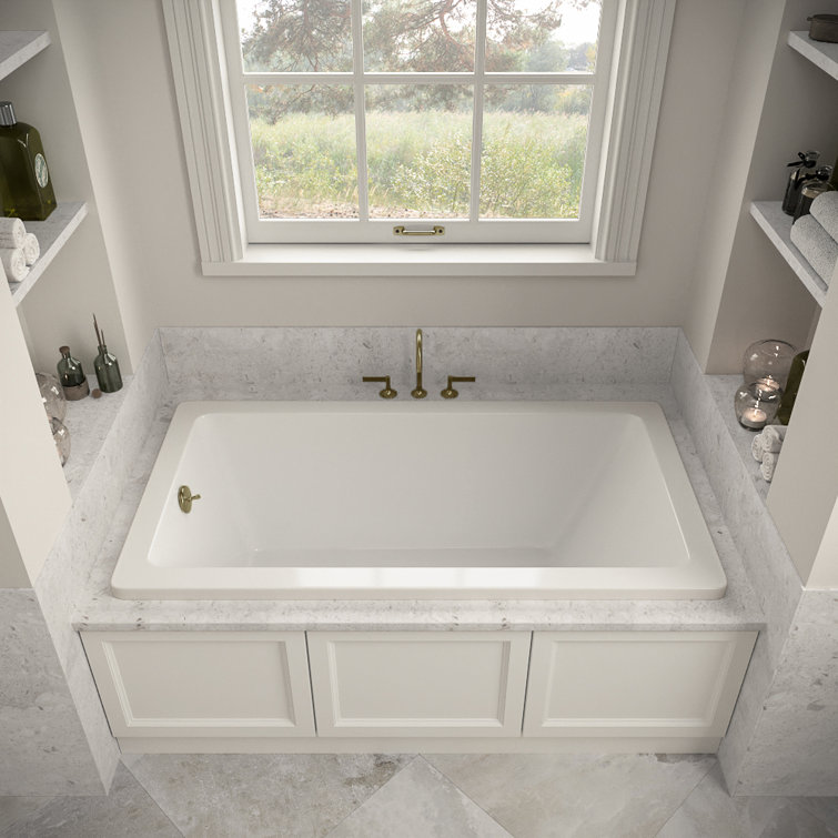 60" x 32" Glossy White Acrylic Soaking Drop-In Bathtub