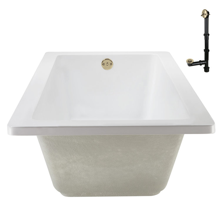 60" x 32" Glossy White Acrylic Soaking Drop-In Bathtub