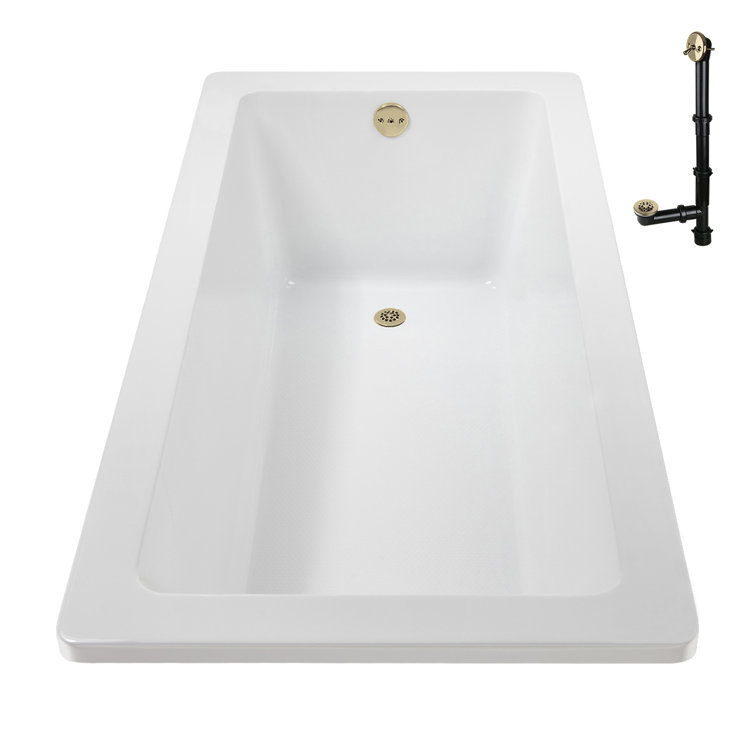 60" x 32" Glossy White Acrylic Soaking Drop-In Bathtub