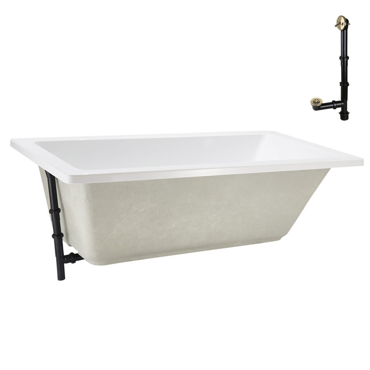60" x 32" Glossy White Acrylic Soaking Drop-In Bathtub