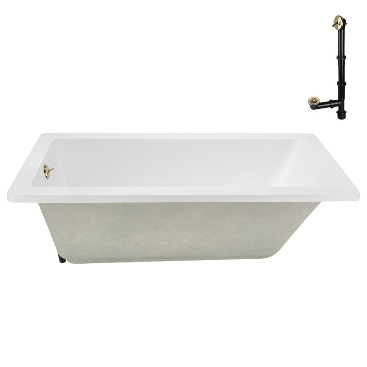 60" x 32" Glossy White Acrylic Soaking Drop-In Bathtub