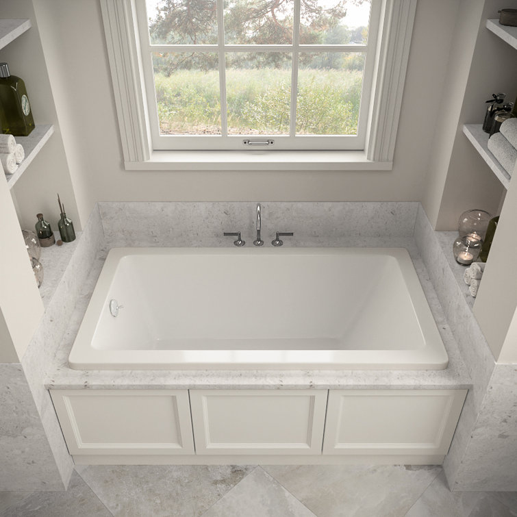 60" x 32" Glossy White Acrylic Soaking Drop-In Bathtub