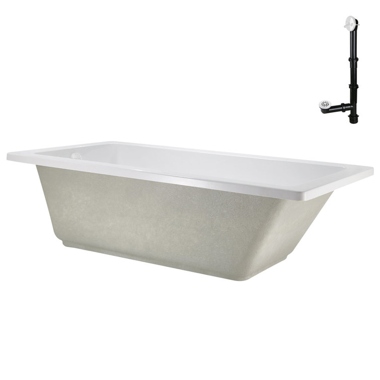 66" x 34" Glossy White Acrylic Soaking Drop-In Bathtub