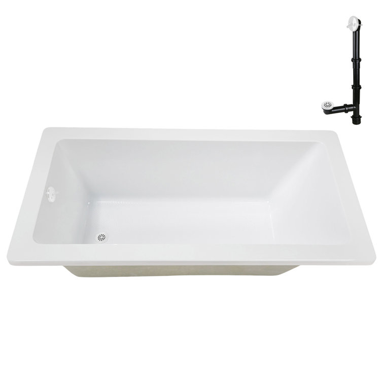 66" x 34" Glossy White Acrylic Soaking Drop-In Bathtub