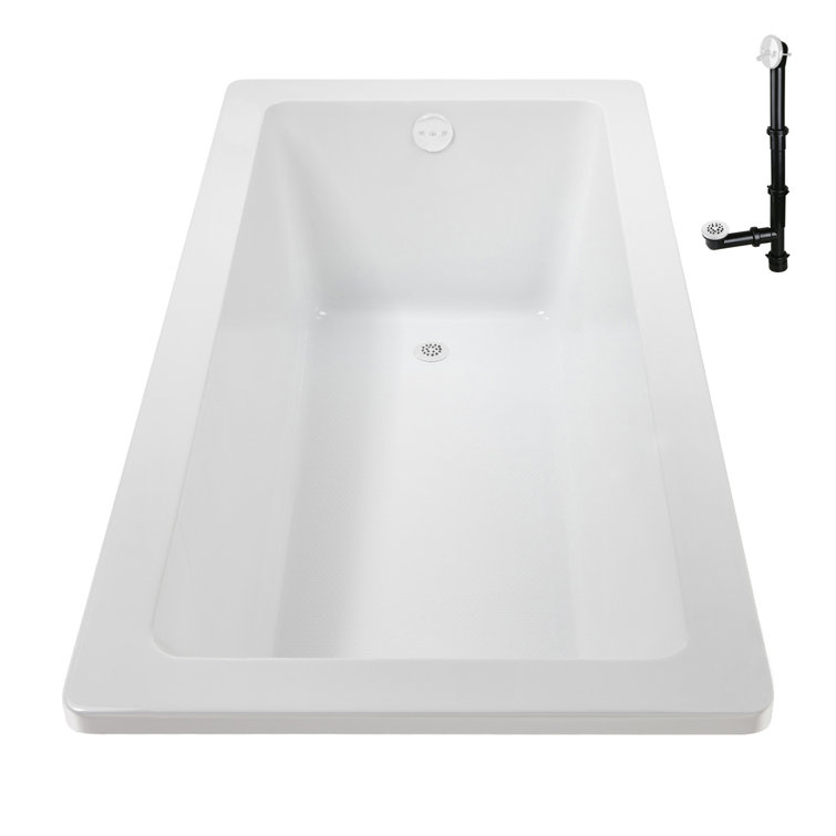 66" x 34" Glossy White Acrylic Soaking Drop-In Bathtub