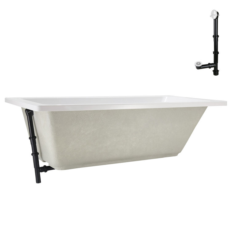 66" x 34" Glossy White Acrylic Soaking Drop-In Bathtub