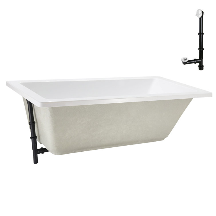 66" x 34" Glossy White Acrylic Soaking Drop-In Bathtub