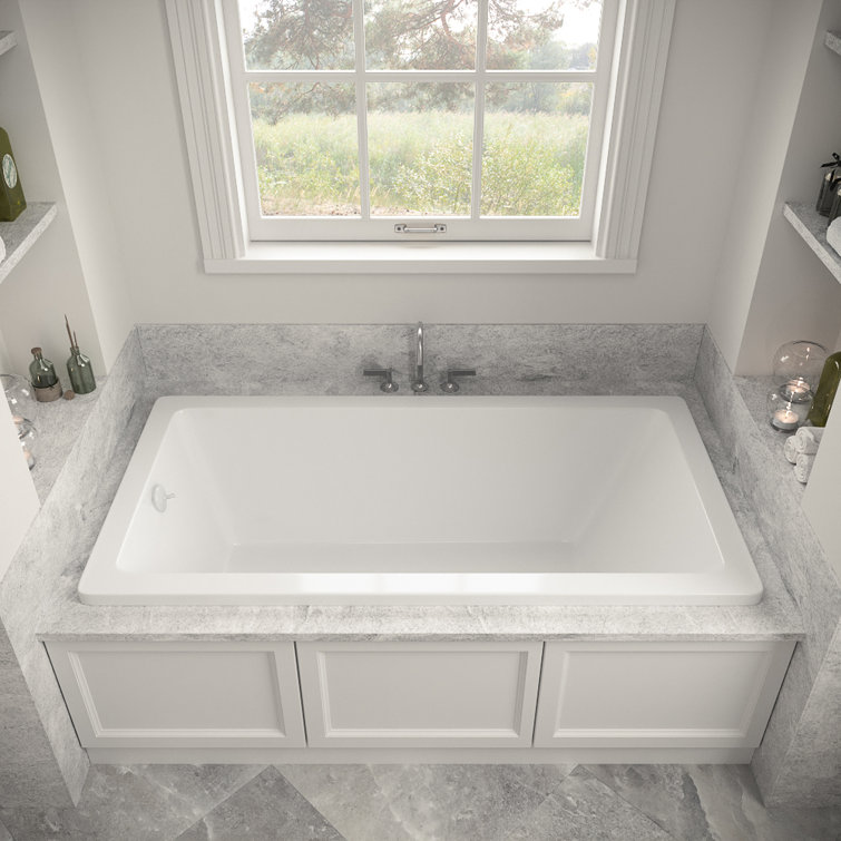 66" x 34" Glossy White Acrylic Soaking Drop-In Bathtub