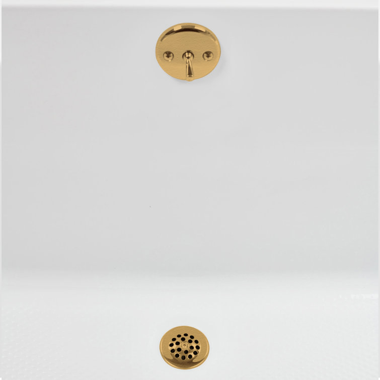 60" x 32" Glossy White Acrylic Soaking Drop-In Bathtub with Brushed Gold Drain