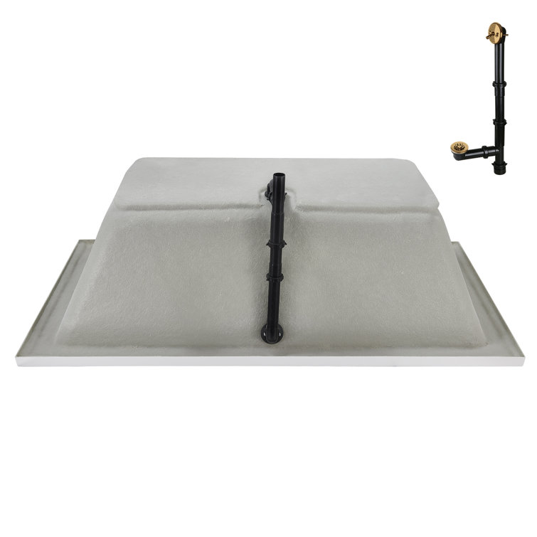 60" x 32" Glossy White Acrylic Soaking Drop-In Bathtub with Brushed Gold Drain