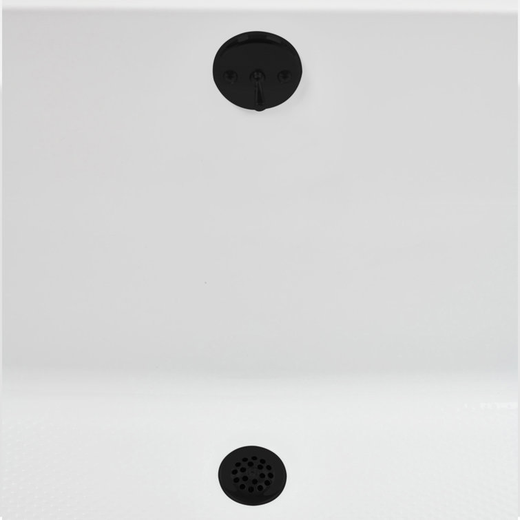 66'' Glossy White Acrylic Soaking Drop-In Bathtub with Matte Black Trim