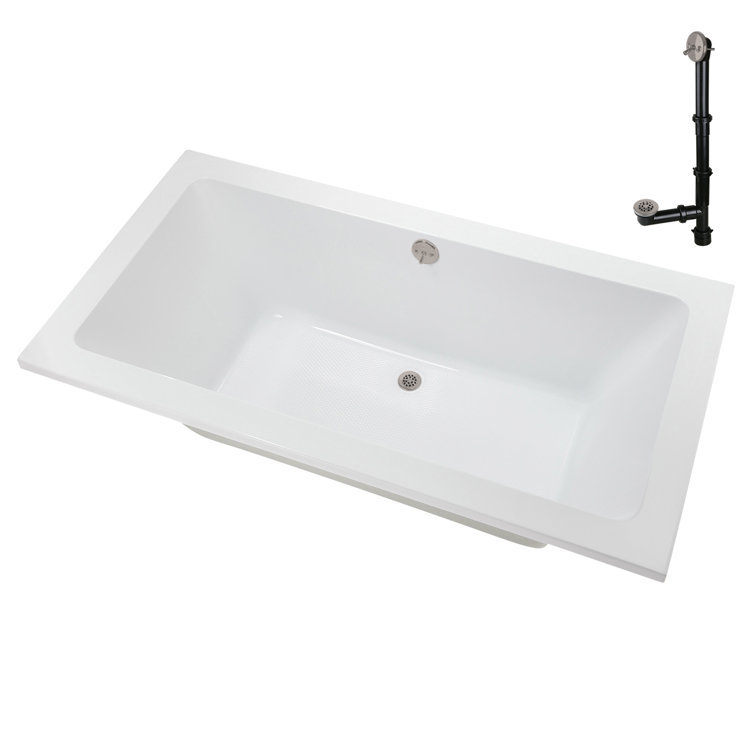 66'' x 34'' Glossy White Acrylic Soaking Drop-In Bathtub