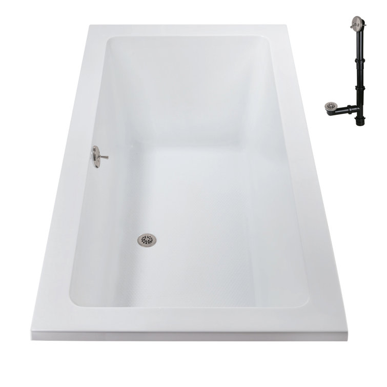 66'' x 34'' Glossy White Acrylic Soaking Drop-In Bathtub