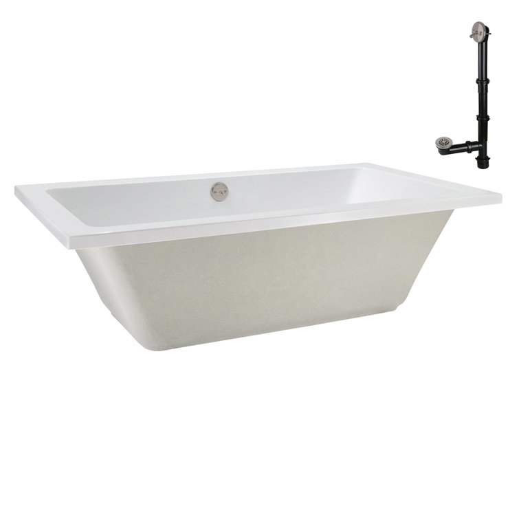 66'' x 34'' Glossy White Acrylic Soaking Drop-In Bathtub