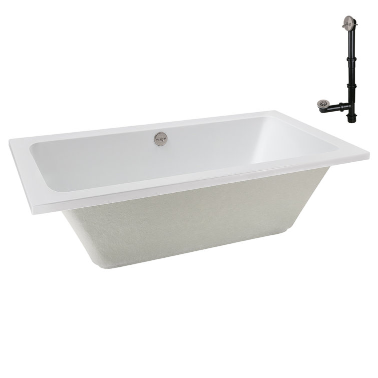 66'' x 34'' Glossy White Acrylic Soaking Drop-In Bathtub