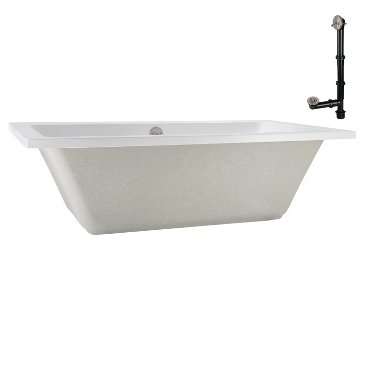 66'' x 34'' Glossy White Acrylic Soaking Drop-In Bathtub