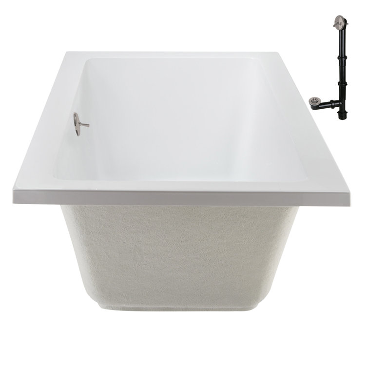 66'' x 34'' Glossy White Acrylic Soaking Drop-In Bathtub