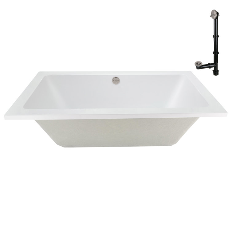 66'' x 34'' Glossy White Acrylic Soaking Drop-In Bathtub