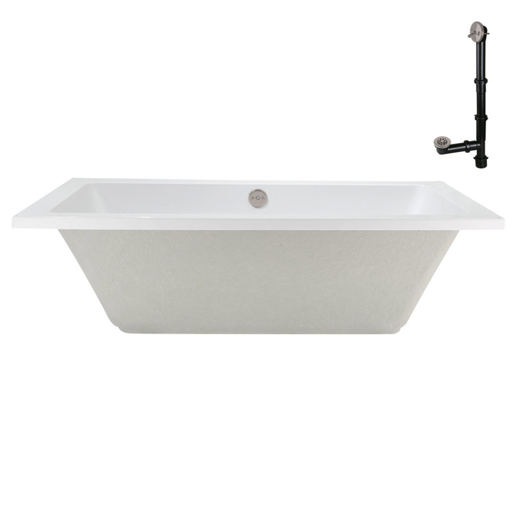 66'' x 34'' Glossy White Acrylic Soaking Drop-In Bathtub
