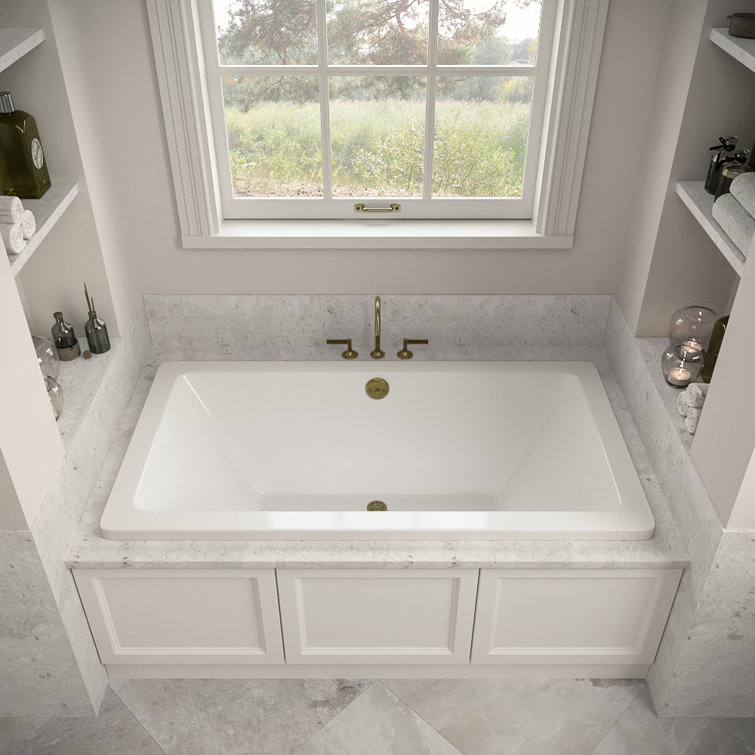 60" x 32" Acrylic Soaking Drop-In Bathtub, Drain Included