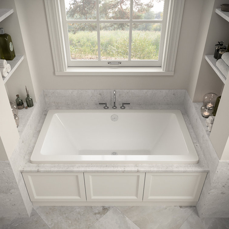 60" x 32" Glossy White Acrylic Drop-In Soaking Bathtub