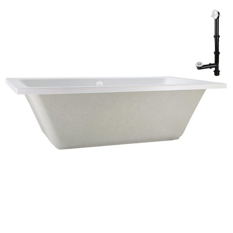 60" x 32" Glossy White Acrylic Drop-In Soaking Bathtub