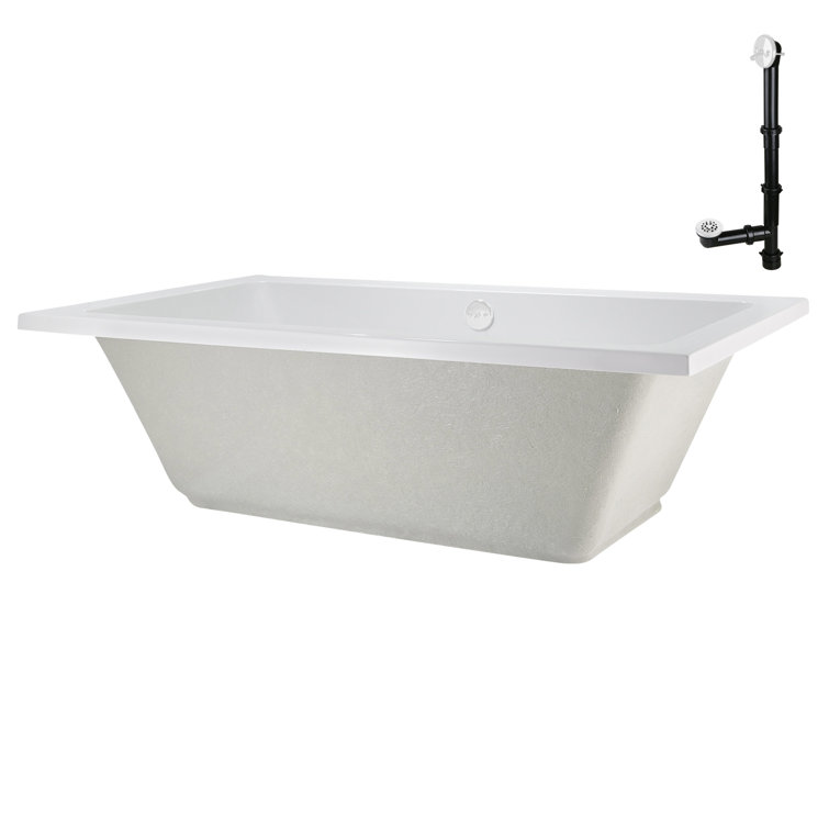 60" x 32" Glossy White Acrylic Drop-In Soaking Bathtub