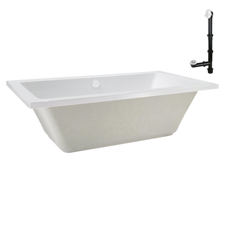 60" x 32" Glossy White Acrylic Drop-In Soaking Bathtub