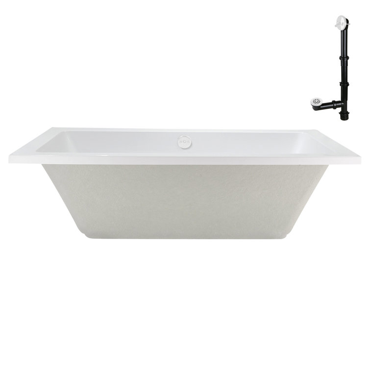 60" x 32" Glossy White Acrylic Drop-In Soaking Bathtub