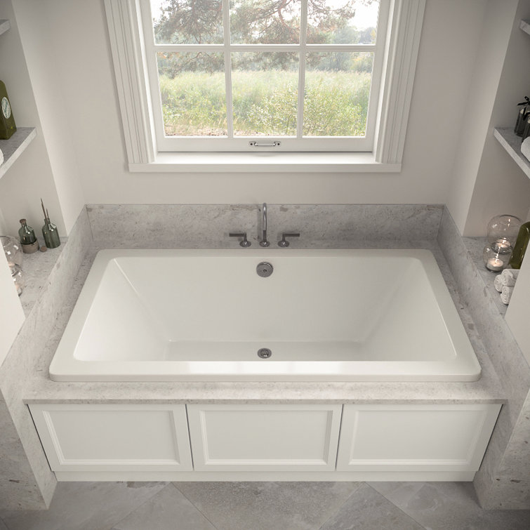 66'' x 34'' Glossy White Acrylic Soaking Drop-In Bathtub