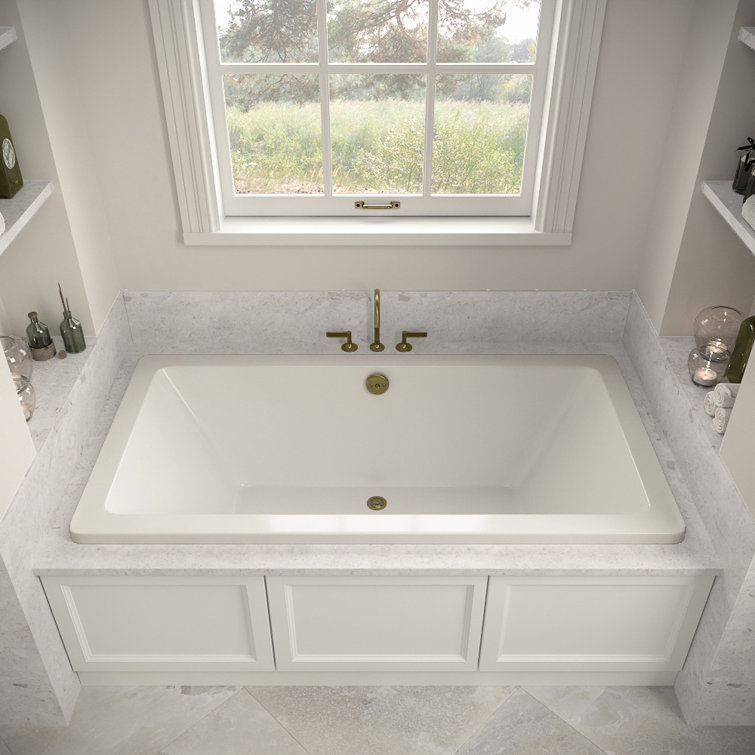 66'' x 34'' Glossy White Acrylic Soaking Drop-In Bathtub