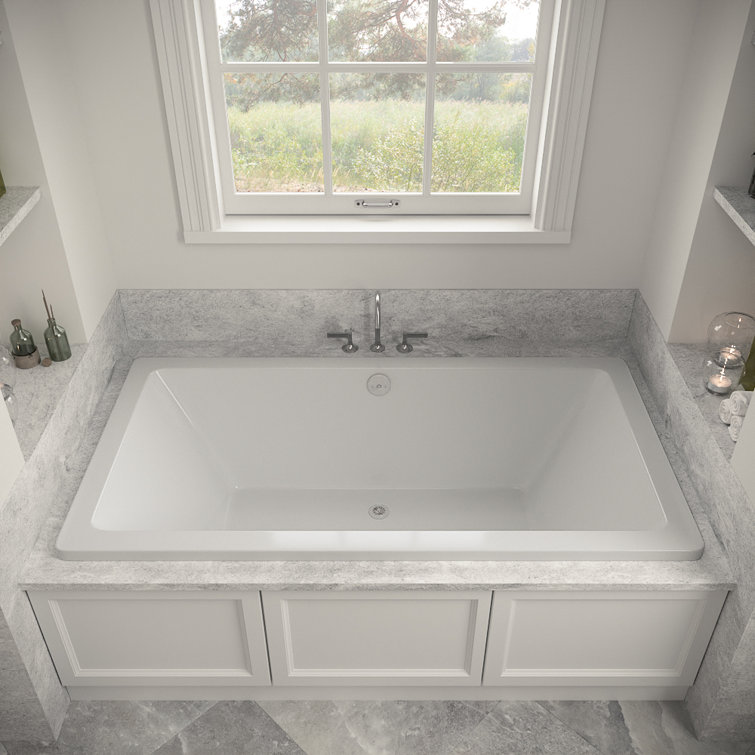 72'' x 36'' Glossy White Acrylic Drop-In Soaking Bathtub